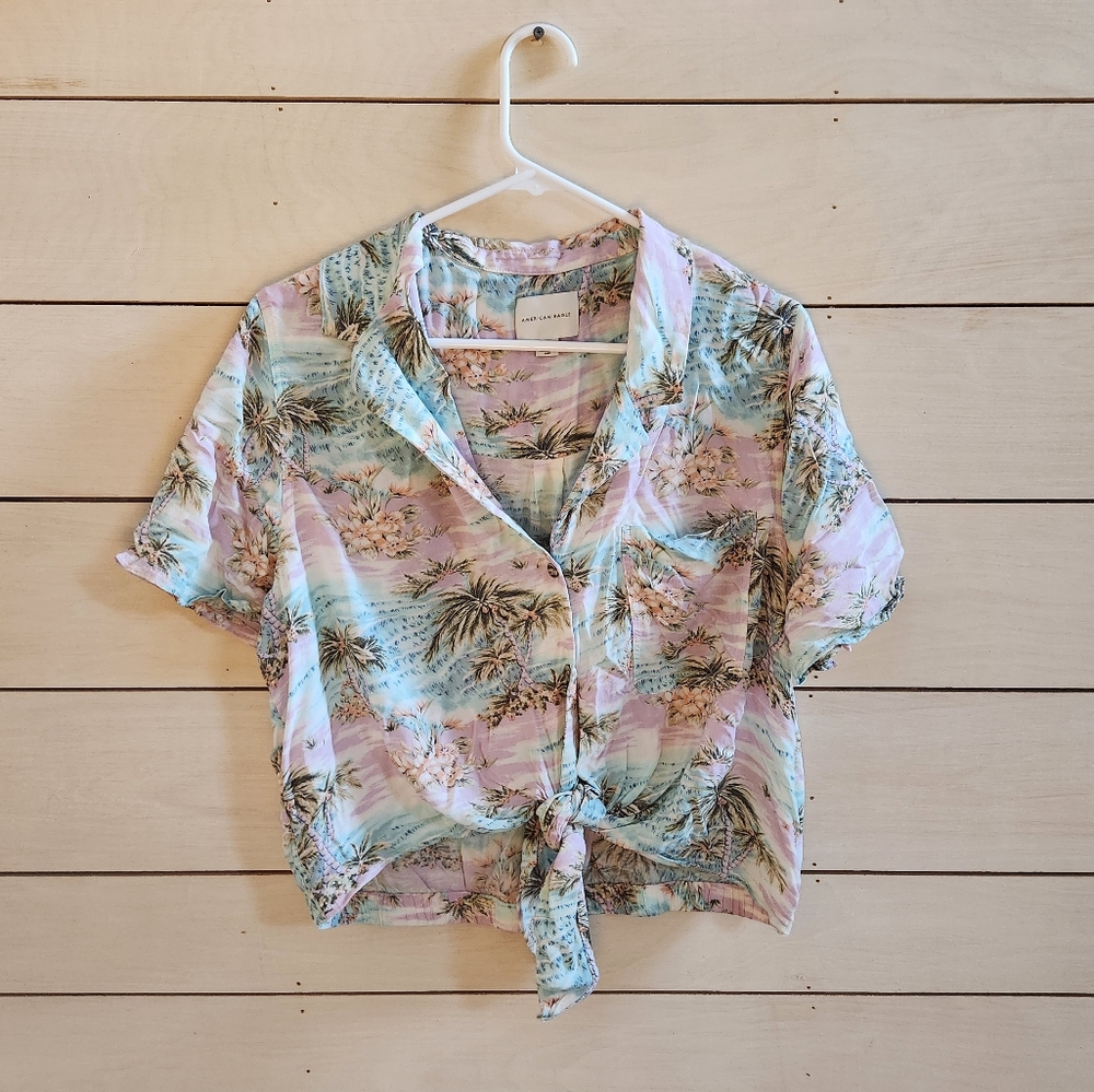 Tropical button-up shirt XL